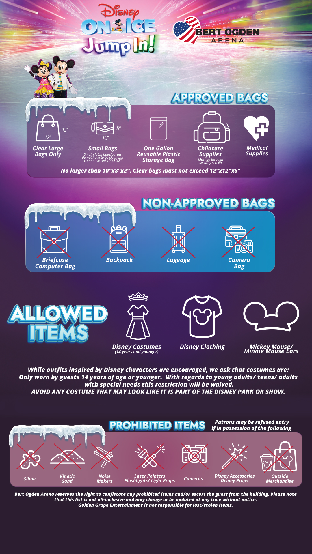 Disney On Ice Jump In! | Bert Ogden Arena | Prohibited Items