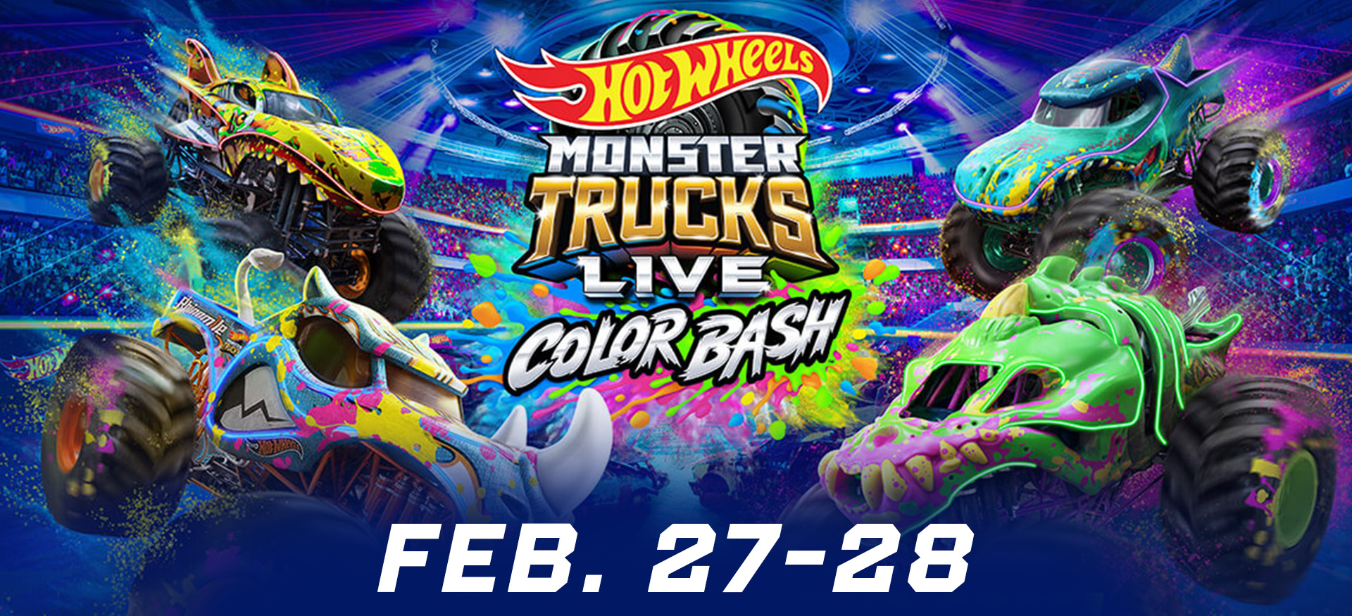 Hot Wheels Monster Trucks Live Color Bash 2027 | February 27-28 | Bert Ogden Arena | Edinburg TX