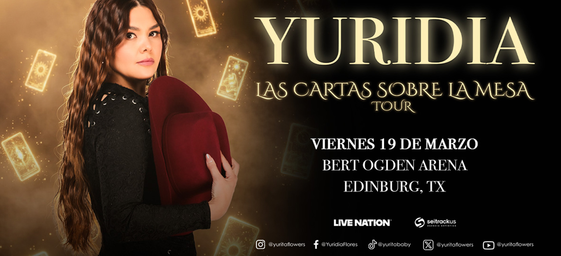 Yuridia Las Cartas Sobre La Mesa Tour 2027 | Viernes 19 De Marzo | Bert Ogden Arena | Edinburg TX